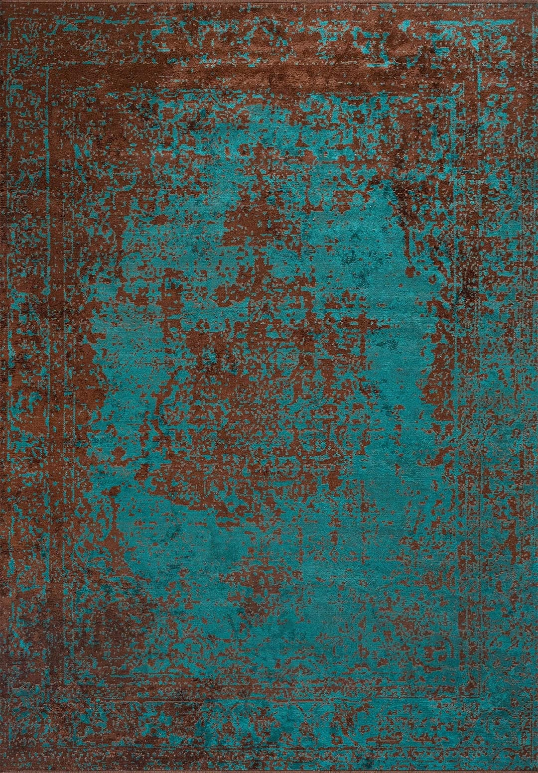 MEDALLION DARK BROWN - DARK TURQUOISE RUG - 1
