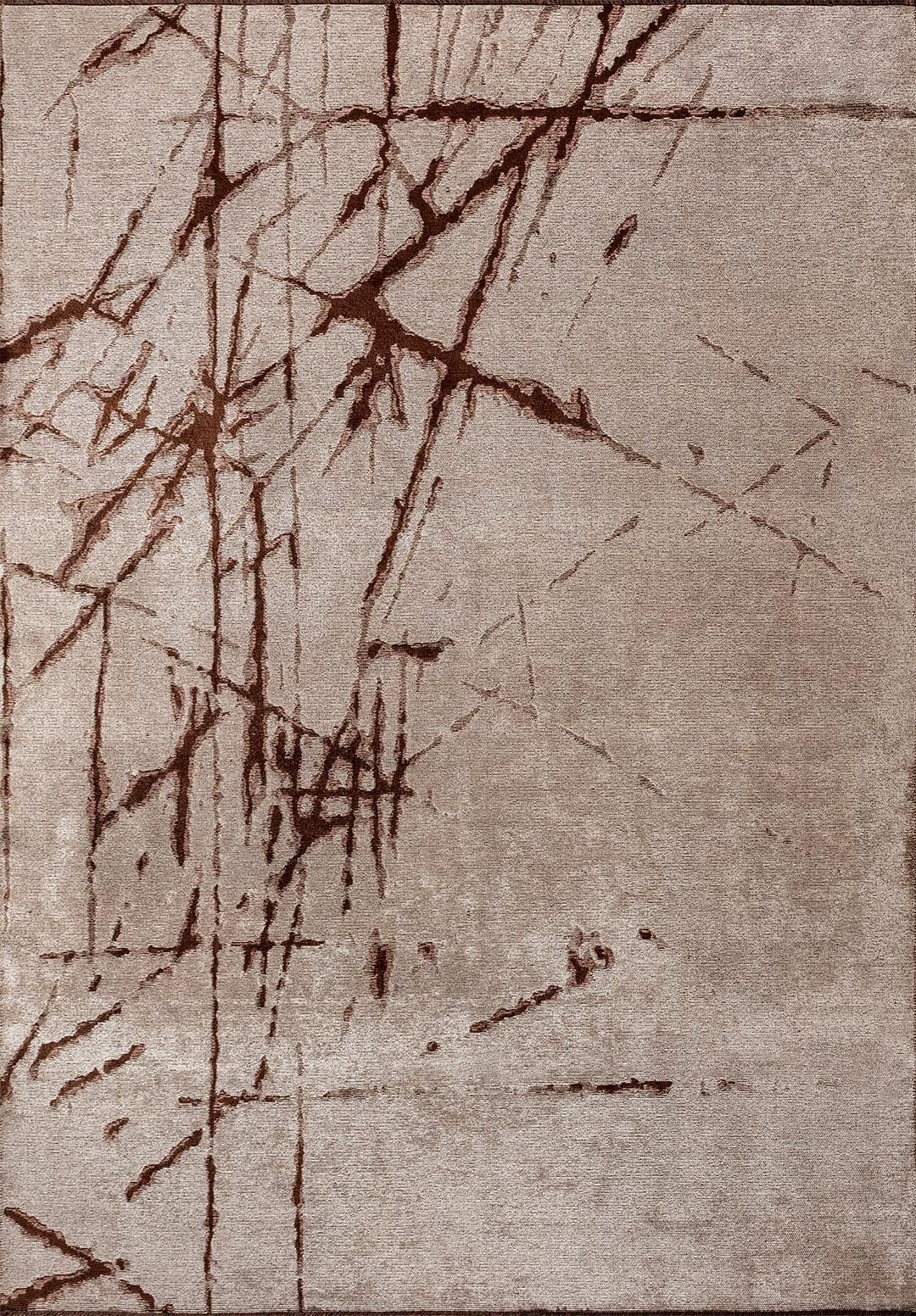 CRACK DARK BROWN - COPPER - CREAM RUG - 1