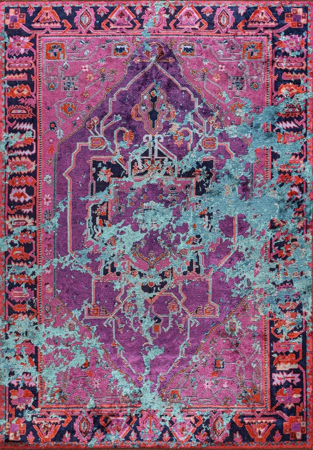 MONARCH ERA TURQUOISE - DARK NAVY - PURPLE - RUST RUG - 1