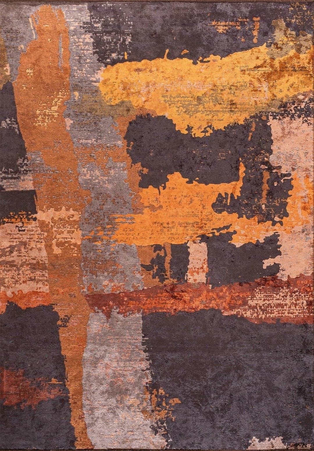 LUSH TERRA - COPPER - RUST - CHARCOAL - ORANGE - MUSTARD RUG - 1