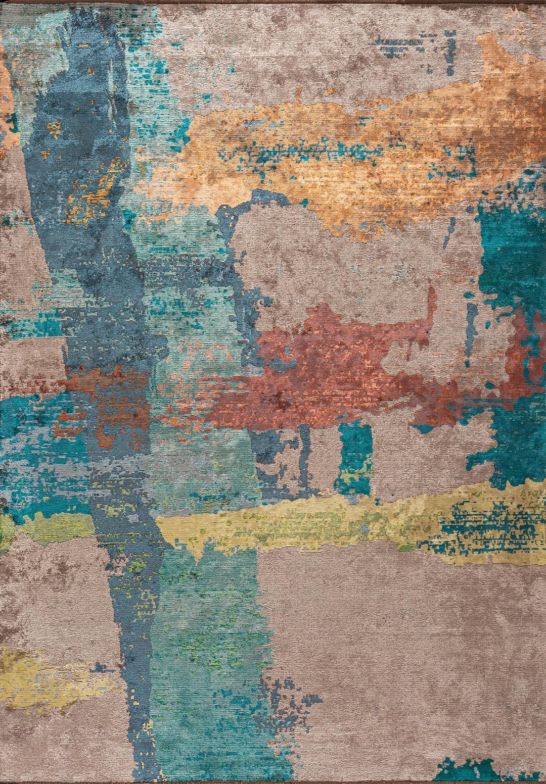 LUSH PETROL - DARK TURQUOISE - KIWI - NOUGAT - RUST - ORANGE RUG - 1