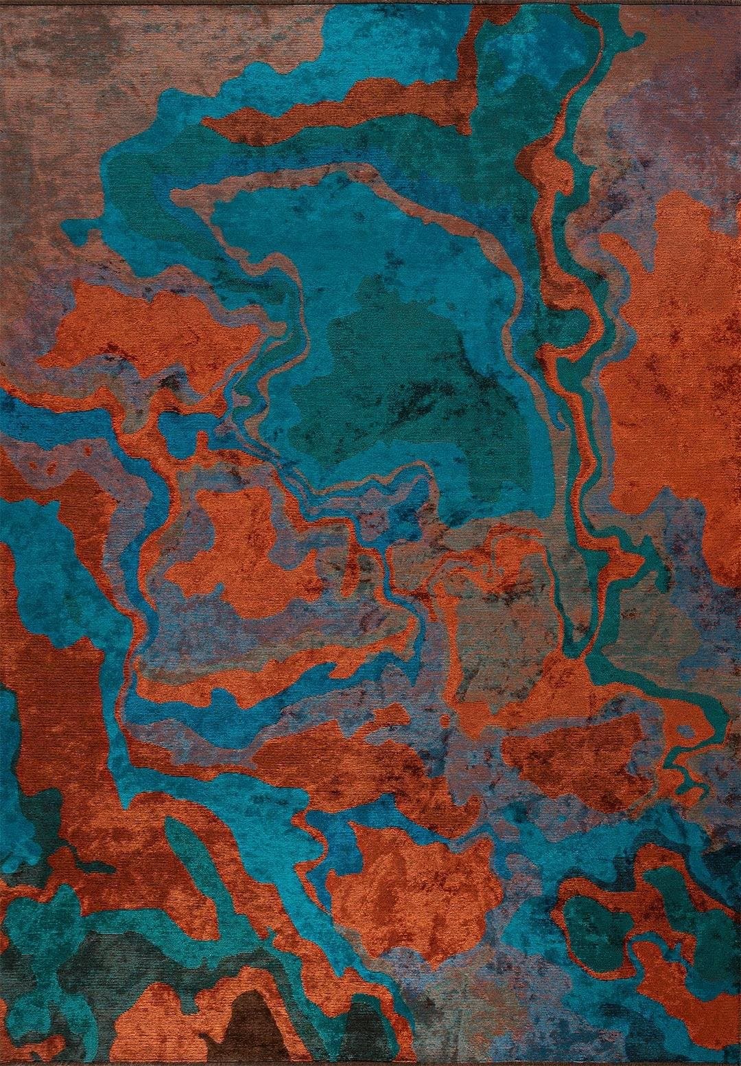 ISOLA RUST - CYAN - DARK TURQUOISE - DARK BROWN RUG - 1