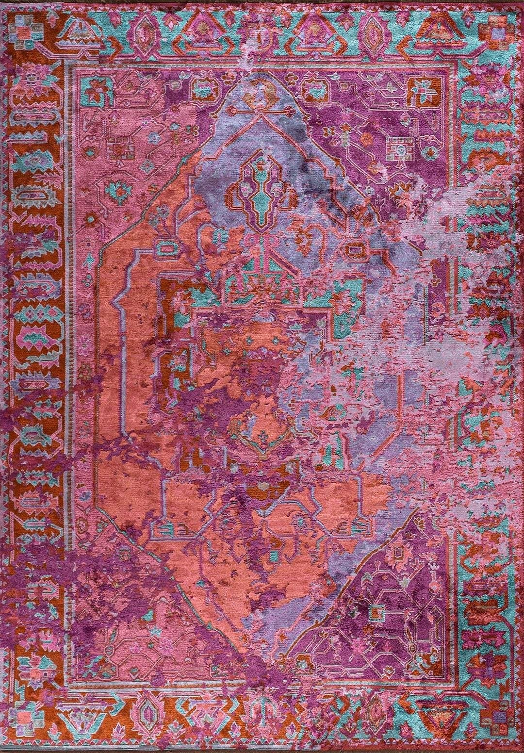 MONARCH ERA PURPLE - RUST - PINK - TURQUOISE RUG - 1
