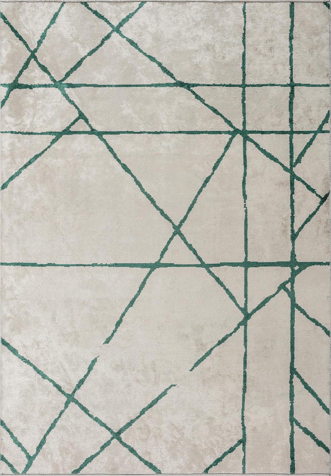 GRID ECRU - DARK GREEN RUG - 1
