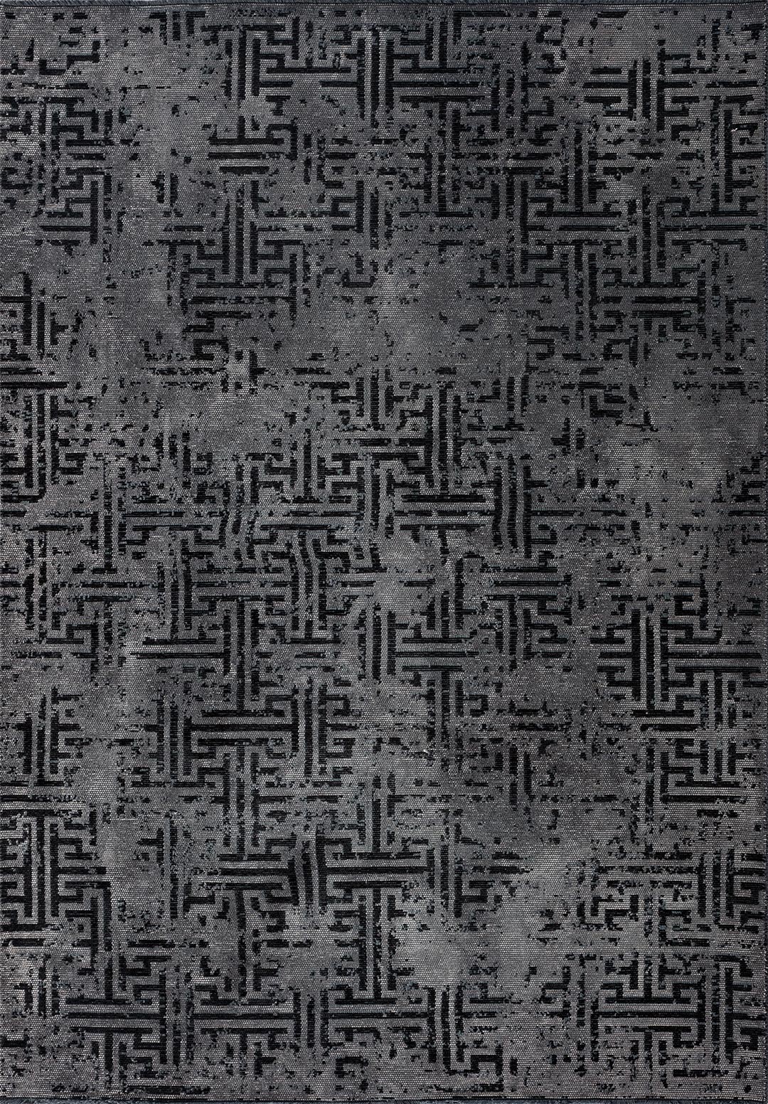LABYRINTH GREY - BLACK RUG - 1
