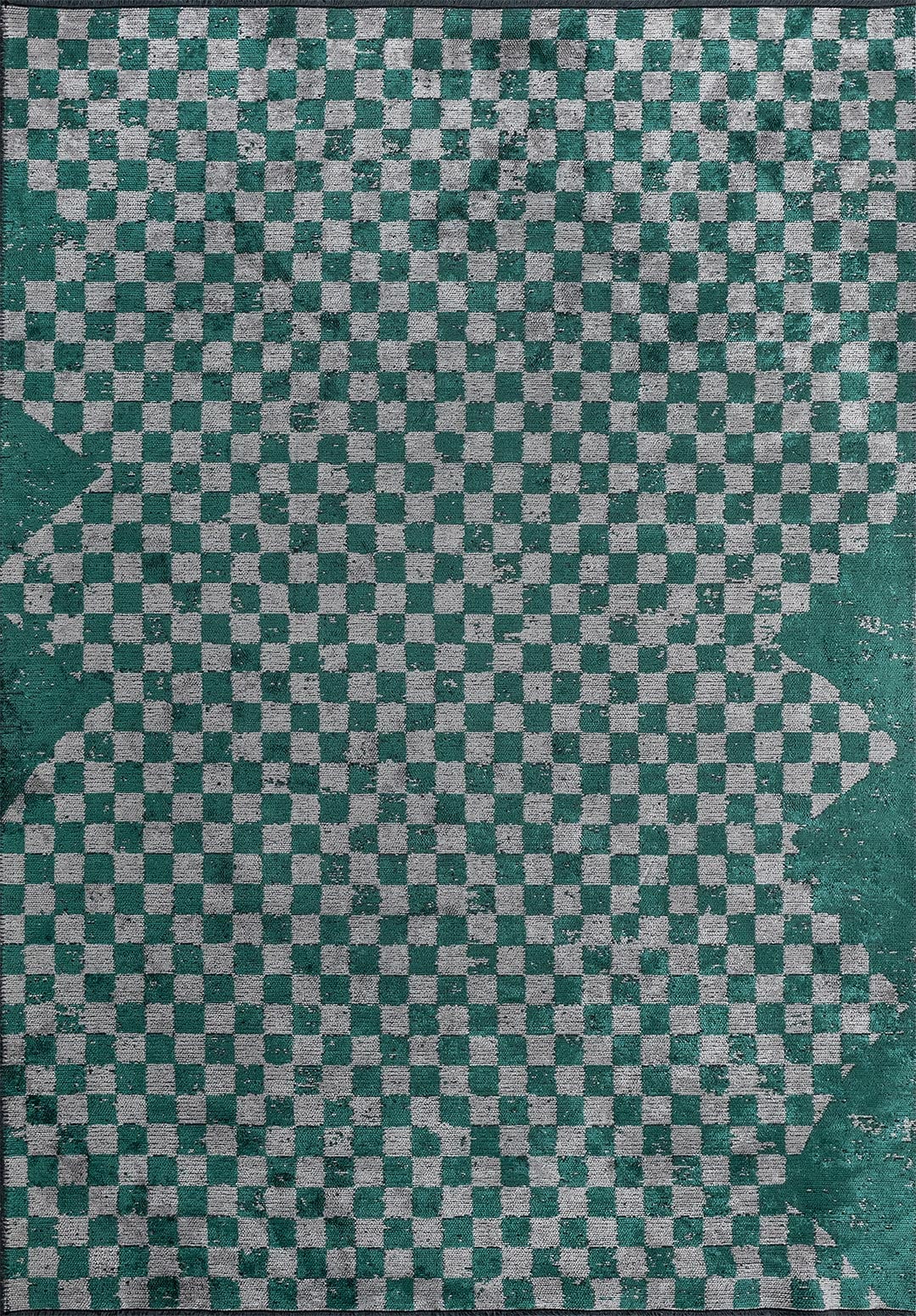 KING DARK GREEN - LIGHT GREY RUG - 1