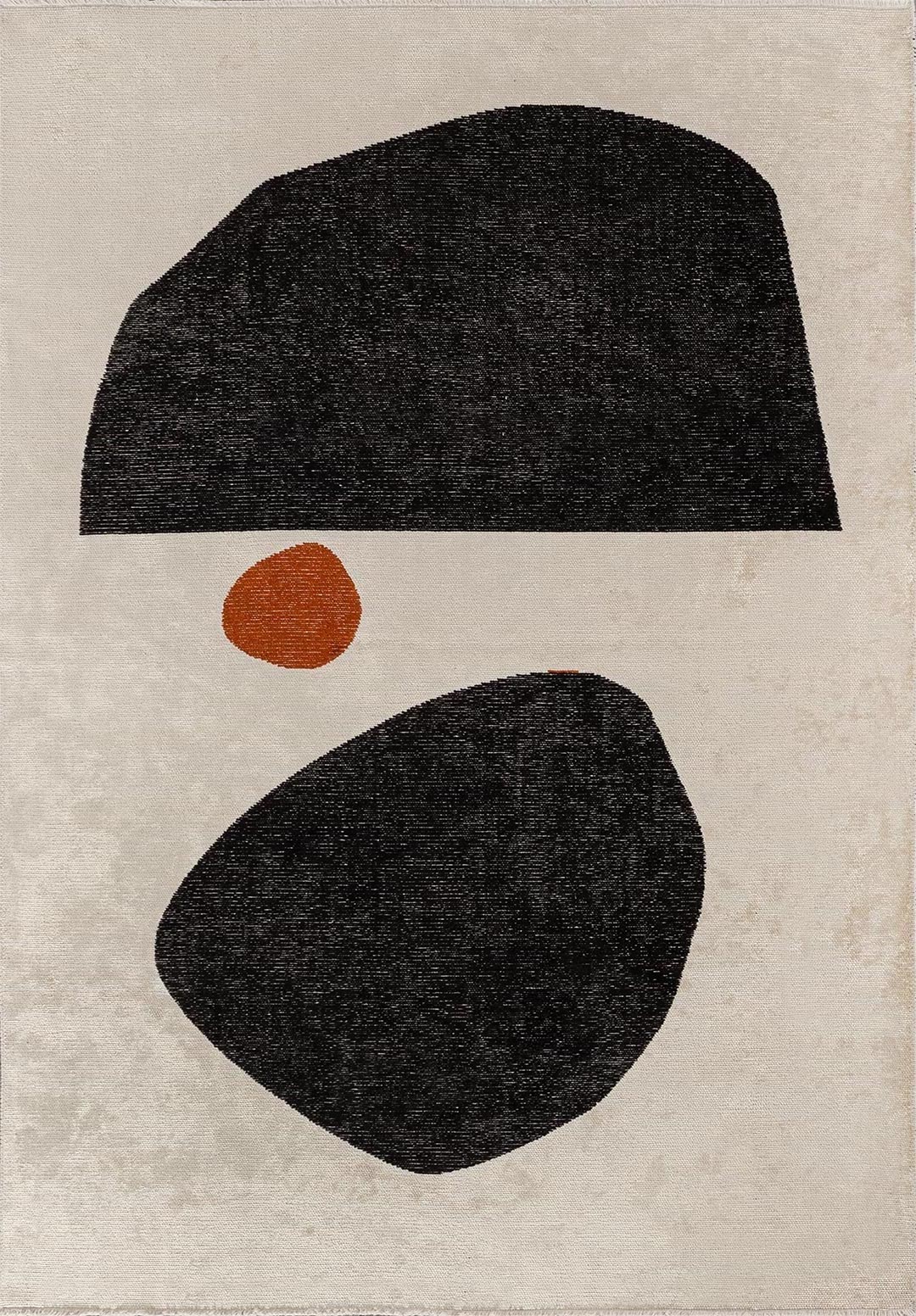 ROCK BLACK - RUST - ECRU RUG - 1
