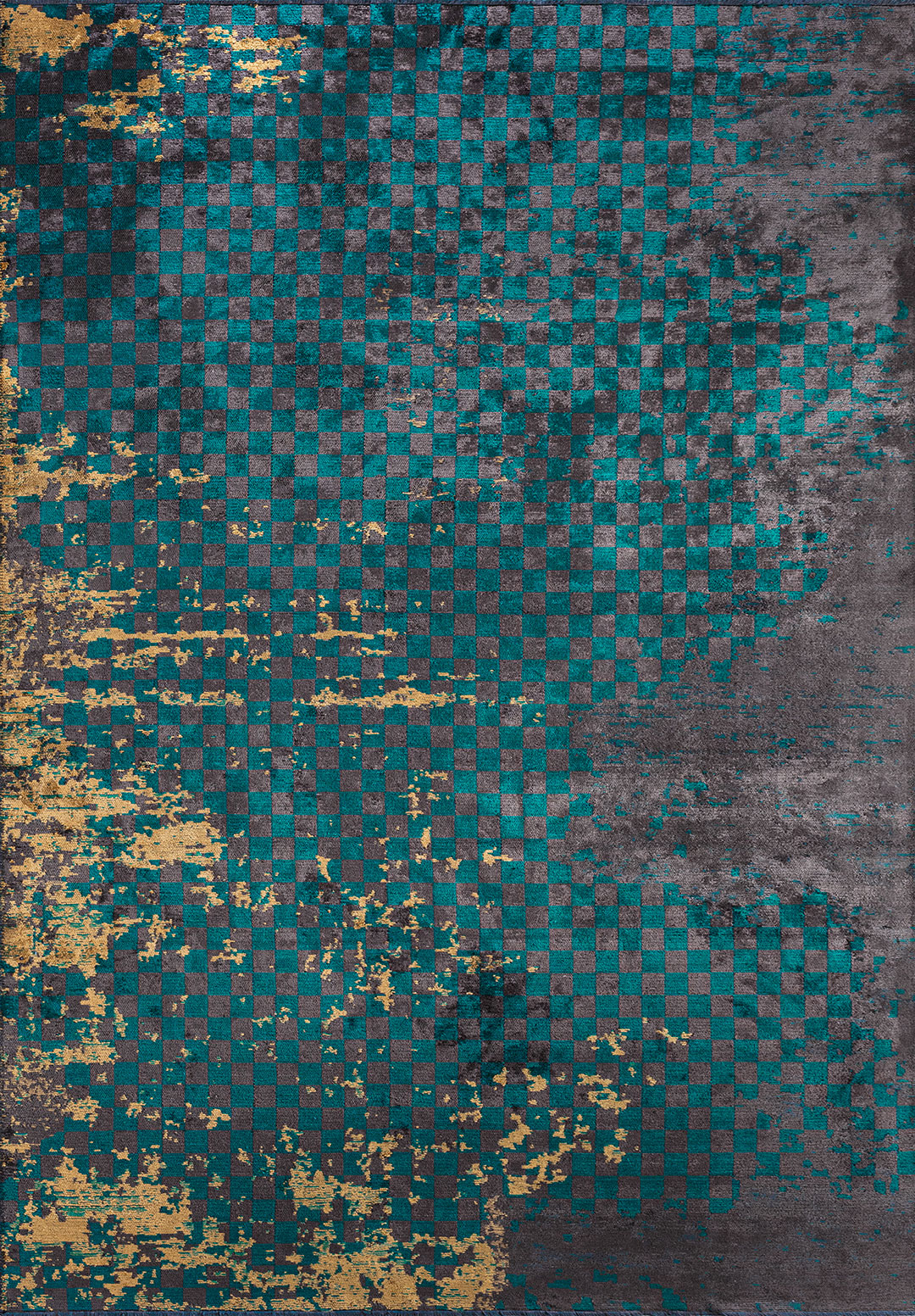 MIRAGE DARK TURQUOISE - MUSTARD - CHARCOAL RUG - 1