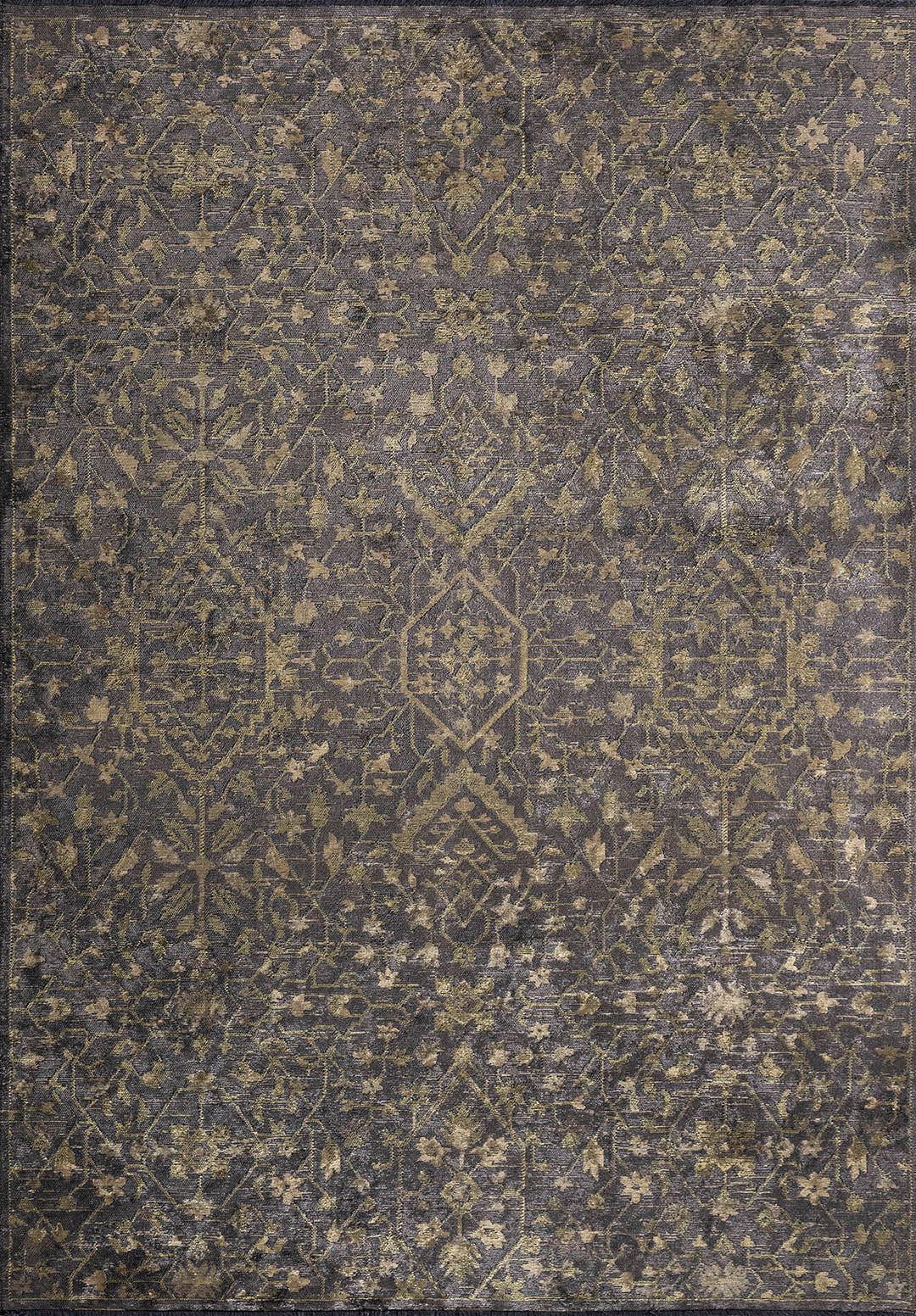 FLEUR KHAKI - GREEN - ANTHRACITE RUG - 1