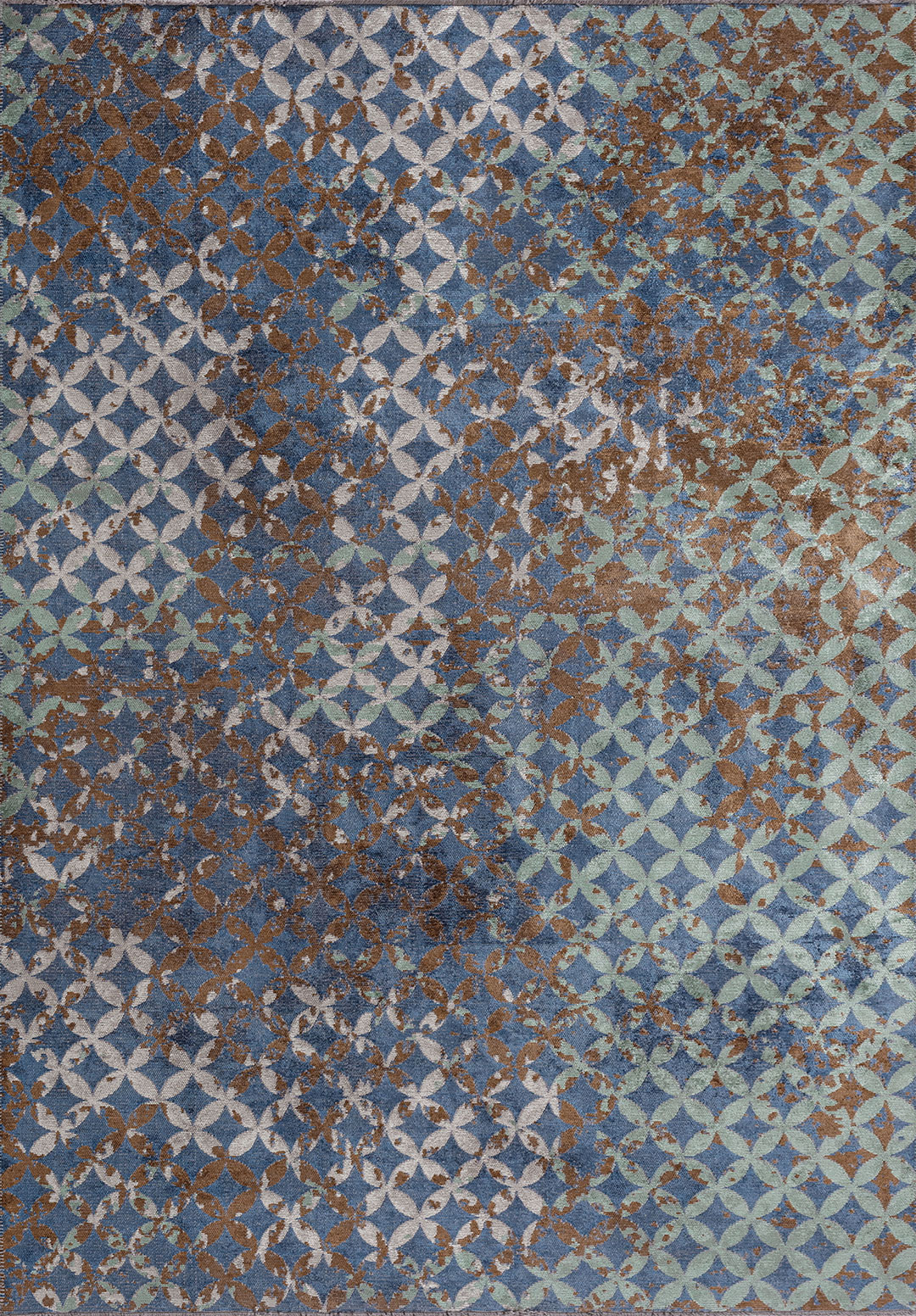 LILY RIVER GREEN - CACAO - NAVY BLUE - BONE RUG - 1