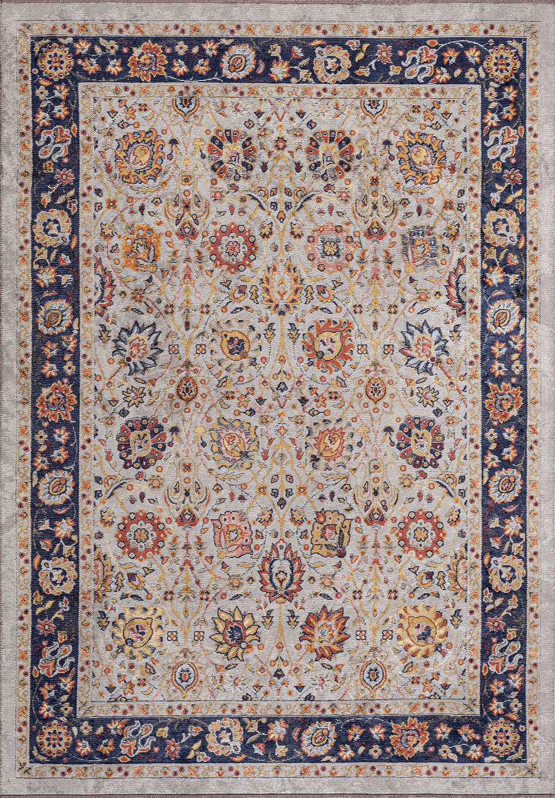 DAHLIA BONE - GOLD - DARK TERRA - DARK NAVY RUG - 1